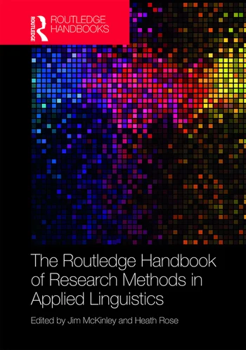 "The Routledge Handbook of Research Methods in Applied Linguistics" book cover.