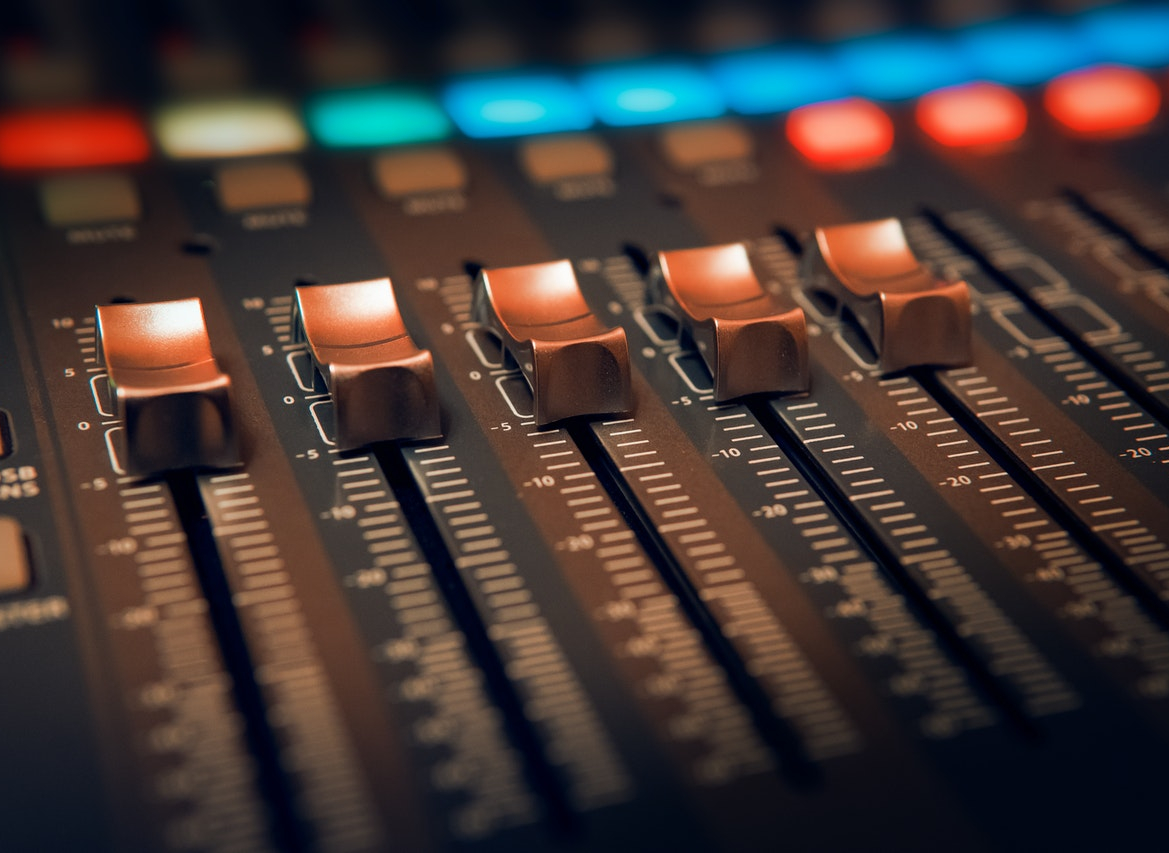 A black and brown audio mixer.